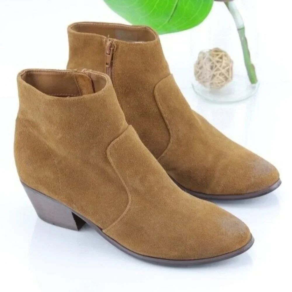 Steve Madden Women's Creek Boot Size 8.5 Bootie Tan Suede Western Low Block Heel - Picture 2 of 12
